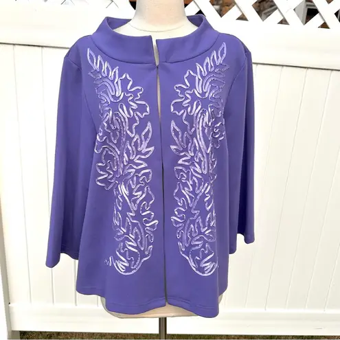 Bob Mackie Wearable Art Purple Open Front Jacket