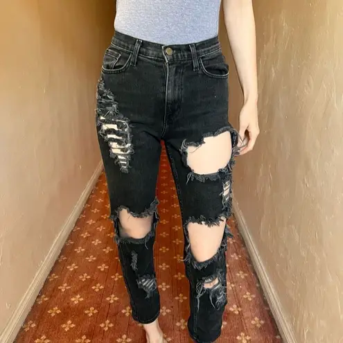 Vibrant M.I.U. Ripped Black jeans Relaxed size 0/1/24/25 SDistressed