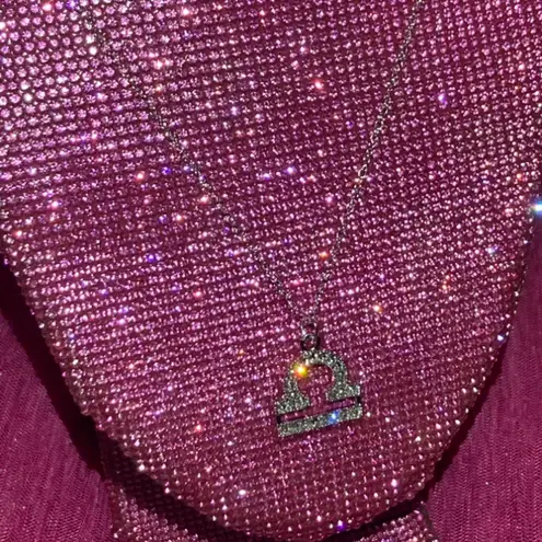 Boutique NEW Bling Libra Sterling Silver 925 Necklace Zodiac Sign Horoscope Astrology Goth Egirl