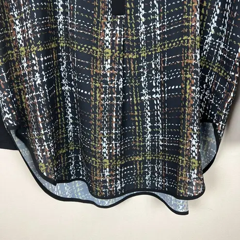 Lysse Tunic Top Womens Large Black Multicolor Printed V-Neck Long Sleeve Blouse