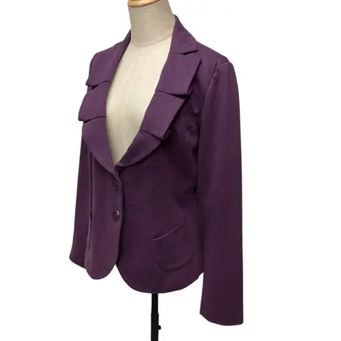 Sandro Sportswear Purple 2 Button Blazer Jacket Pleated Collar Lined Size M