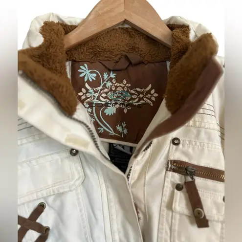 Obermeyer Taylor Cream & Brown insulated Ski/Winter Jacket Juniors 14