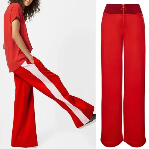 Sweaty Betty  Red White Side Stripe Shirley Wide Leg Trousers sz M