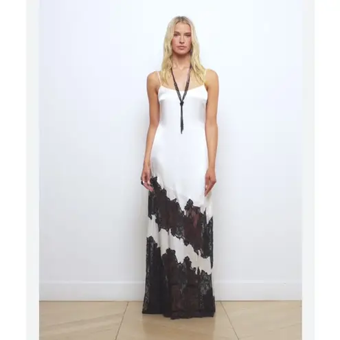 L'Agence L’Agence Silvana Lace Inset Silk Gown White