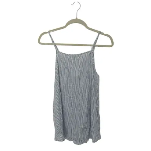 Staccato Blue White Striped Twist Front Tank Top Sz M Rayon