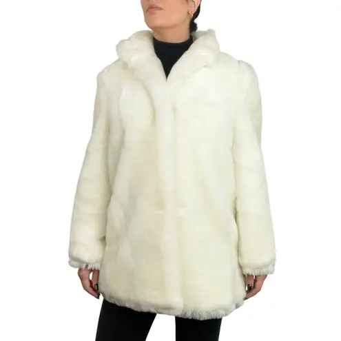 1980s Vintage Jaques Saint Laurent for Genelle White Rabbit Fur Coat Size L - Image 1