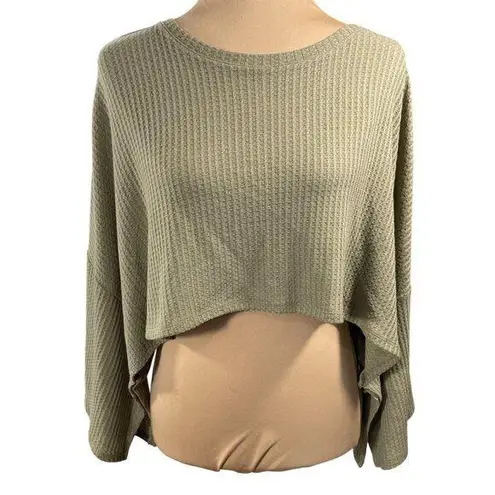Versona New Waffle Knit Cropped Top Dolman Moss Green S Small