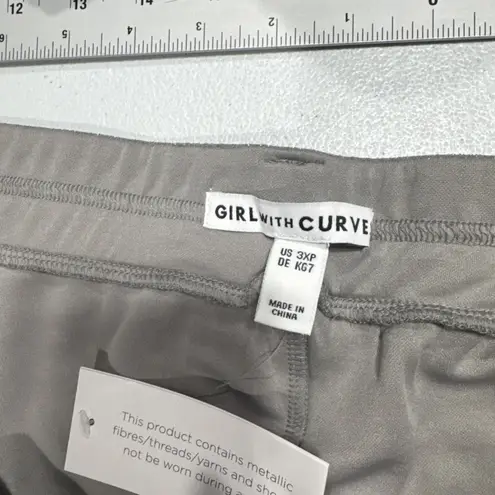 Girl With Curves Women's 3XP Petite Pants Glitter Knit Straight Leg Gray A554699 Size undefined