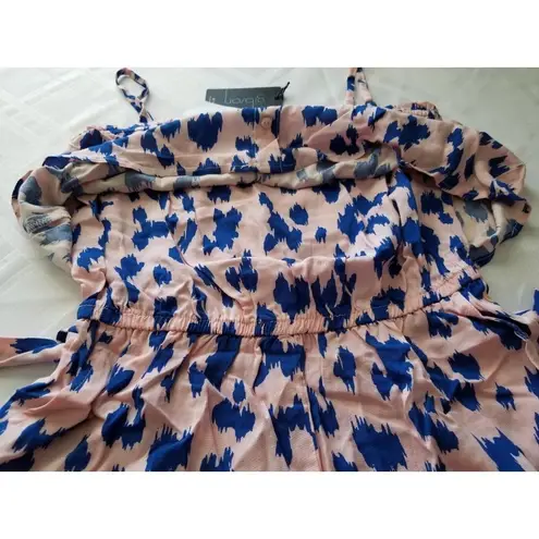 Gibson Women Pink/Blue Lynx Print Camisole Style Top Rompers Womens Size PS