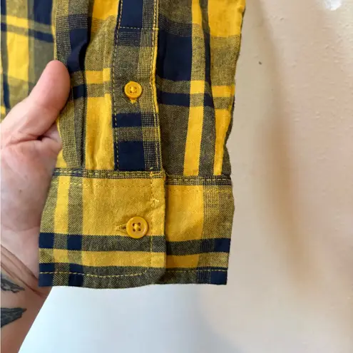 Time and Tru 100% Cotton Plaid Shirt NWT Medium Yellow Navy