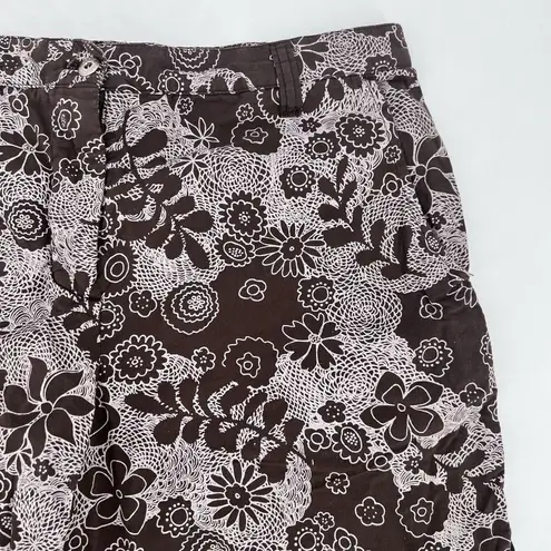 Fresh Produce  Women's Floral Print High Rise Bermuda Shorts Brown White Sz Small