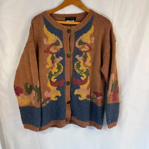 Country Shop VTG Hand Knitted Button Up Country Cottage Sweater Artsy Size S/M Size M