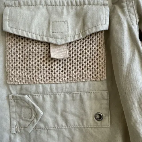 Vtg Ralph Lauren Women’s Utility Shirt Cotton Twill Khaki Snap Front Petite P/P Size undefined