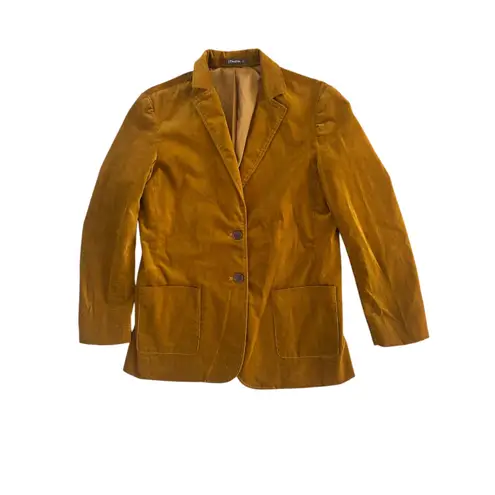 J. McLaughlin Aubrey Blazer Jacket Mustard Yellow Velvet Preppy Women's Small