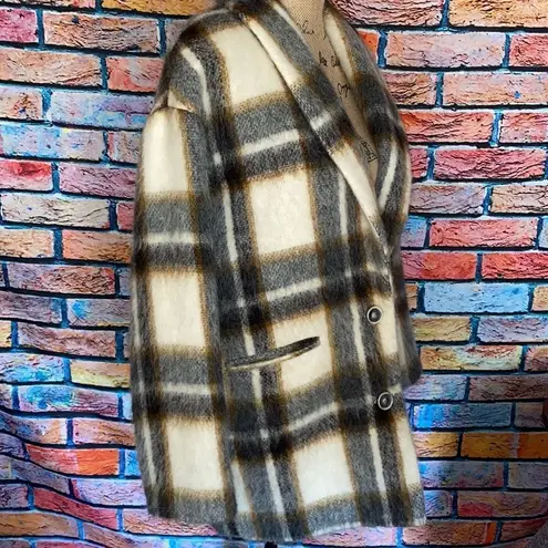 Beautiful la petite François Wool Blend Checkered Plaid Coat Size 38 Paris Gray