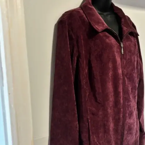 Christopher & Banks Christopher Banks Corduroy Jacket XL Purple Wine Zip Front Casual Long Sleeve