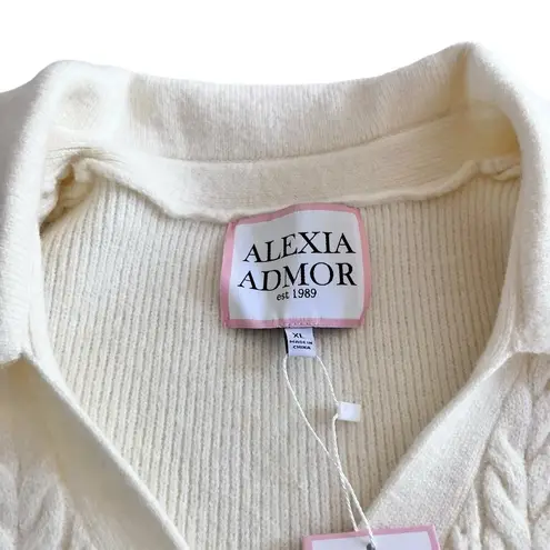 Alexia Admor Hazel Ivory Cable Knit Button Front Cardigan Sweater Size XL NWT
