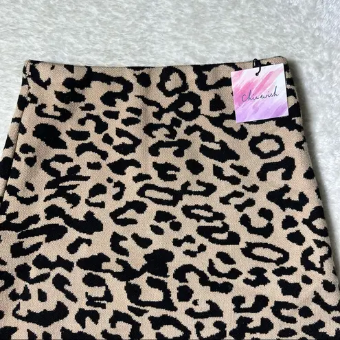 Chicwish NWT Chic Wish Leopard Print Knit Flare Skirt