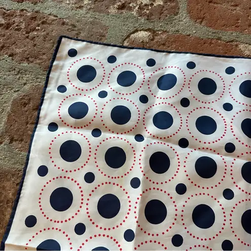 Vera Neuman Vintage Polka Dot Silk Scarf Navy Red White Black