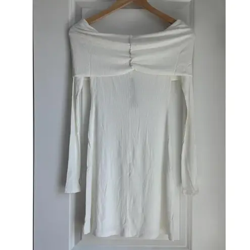 SKIMS Soft Lounge Off The Shoulder Mini Dress in Marble, Size XXS