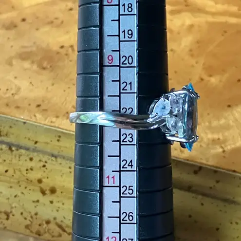 Sky Blue Topaz Rainbow Moonstone Sterling Silver Ring Size 10