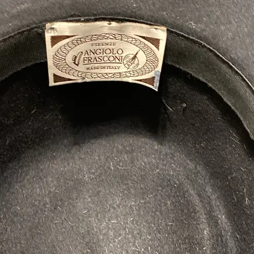 Angiolo Frasconi Wide Brim Black Velour Lace Feather Studded Funeral Hat OSFA