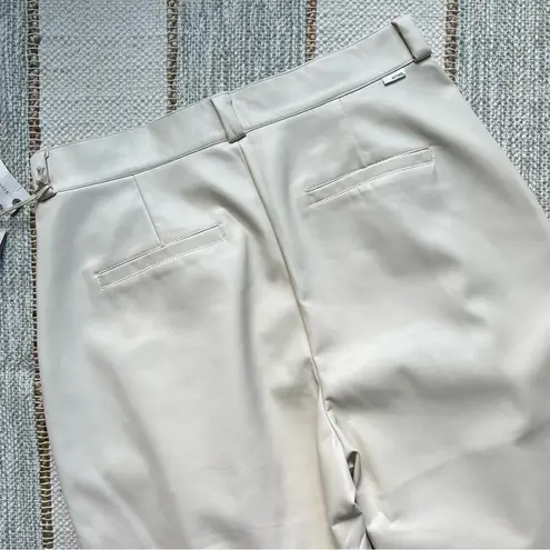 Mother High Waisted Egret Tunnel Vision Pleated Prep Faux Leather Pants Size 32