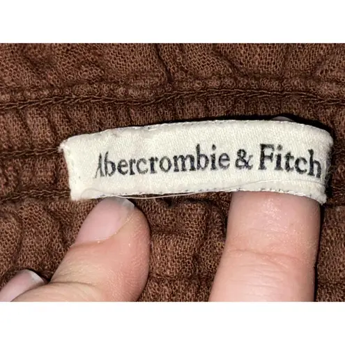 Abercrombie & Fitch  Brown Ruffle Smocked Babydoll Strapless Tube Top Size Small