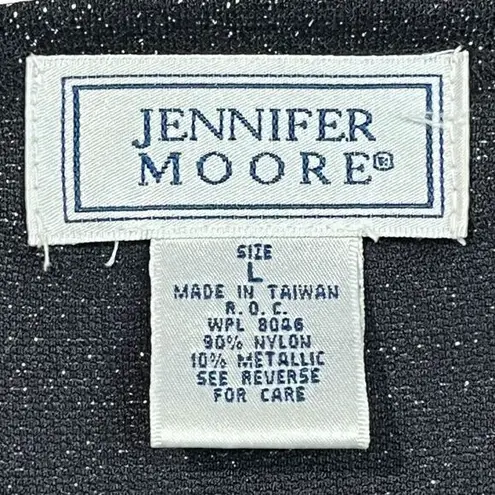 Jennifer Moore Black Metallic Sparkle Long Sleeve Top Evening Women Size Large