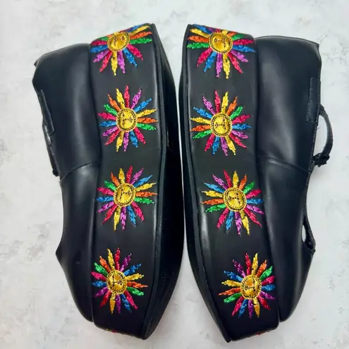 Farm Rio Ballerina Platform Mary Jane Shoes 7.5 Embroidered Sunshine