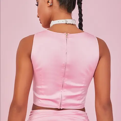 Dolls Kill  sugar thrillz light pink bow corset top