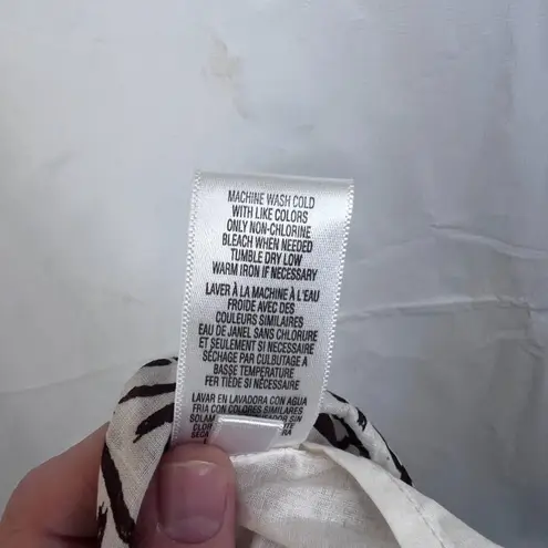 Casual Corner Aline Pleated Skirt 100% Cotton Lined Abstract Boho Size 10 Soft Brown