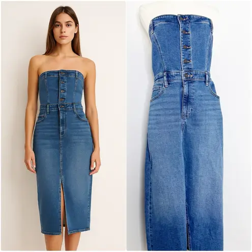 American Eagle  Outfitters Blue Denim Jean Dress Strapless y2k Size 10