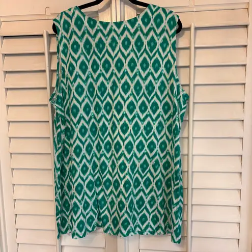 Jones New York ‎ Teal Ikat Print Tank Top Size 3X