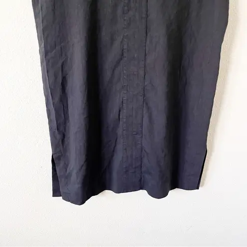 Theory  Linen Blend Short Sleeve Shirt Dress in Black