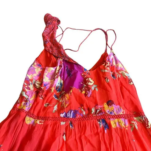 Maeve Anthropologie Grecia Ruffle Floral Chiffon Dress Asymmetrical Size 8 Women