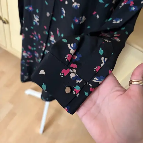 Sézane SEZANE Silk Floral Shirt Dress Button Down Long Sleeve Size XS