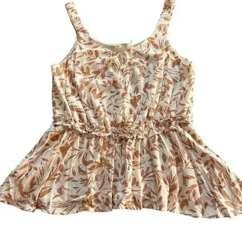 Everleigh  Womens Printed Sleeveless Babydoll Top sz Small Brown/White