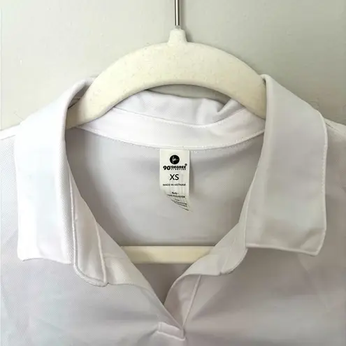 90 Degrees by Reflex UPF 50 Womens White Pique Tennis Polo Crop Tee Sz.XS