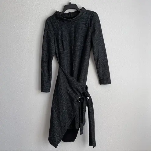 Badgley Mischka Charcoal Faux Wrap Dress Size 6 EXCELLENT Retail $495