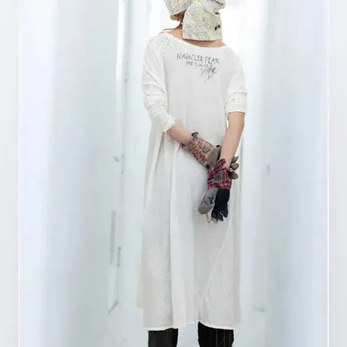 Magnolia Pearl Off White The Dylan Long Sleeve Distressed T-Shirt Maxi Dress