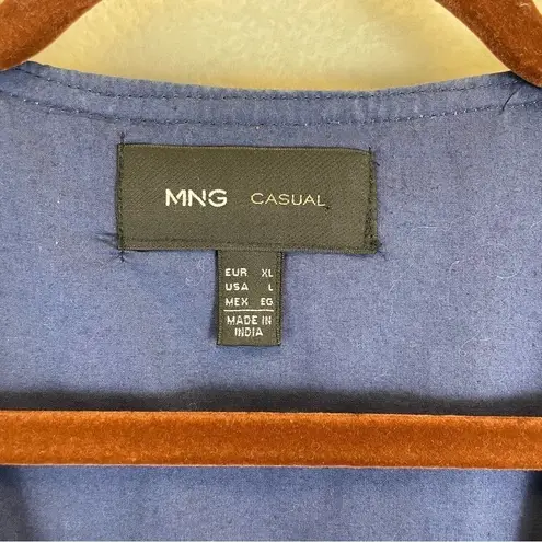 Mango  Quilted Beaded Long Sleeve‎ Short Jacket Blue Size Large