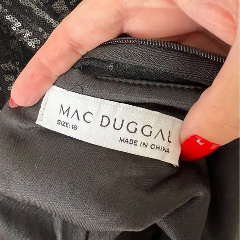 Mac Duggal NEW NWT Jewel Encrusted Illusion Long Sleeve A Line Maxi Gown Black