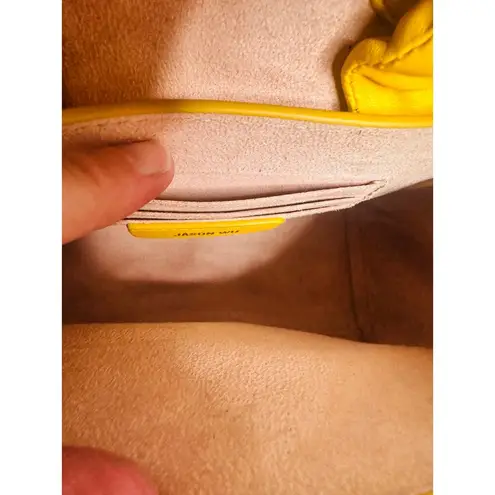 JASON WU Yellow Leather Adjustable Crossbody JW Logo Ruched Handle Rommy Bag