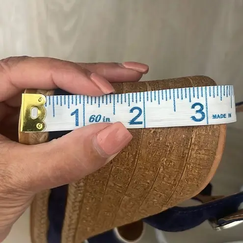 Texto Womens Wedge Sandals Espadrille Platform Strappy 3.5" Heels Blue Brown Size 7