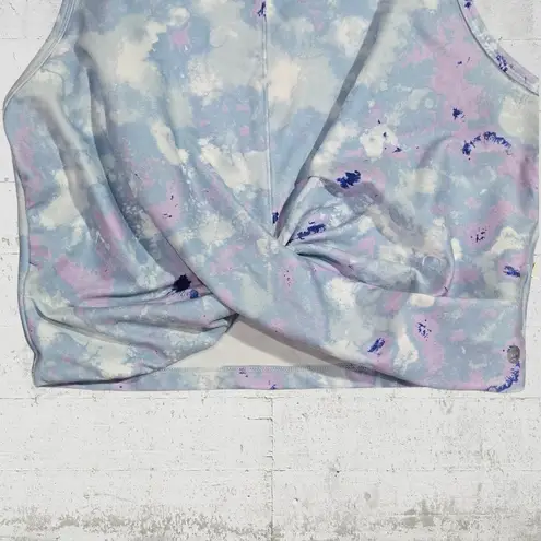 Wildfox  Blue Spill Tie Dye Cropped Wide Strap Twist Women's Active Top Size XL