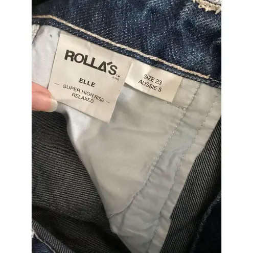 Rollas Elle Jeans Womens 23 Super High Rise Relaxed 80s Stone Denim Pants Blue