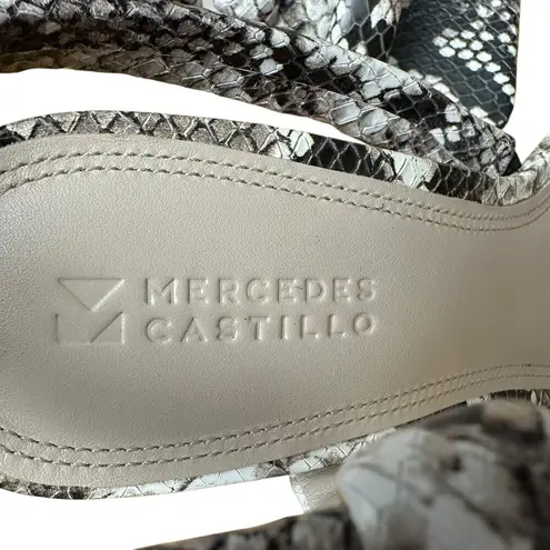 MERCEDES CASTILLO Sz 7 37 Snakeskin Emboss Leather Asymmetric Slingback Sandals Black