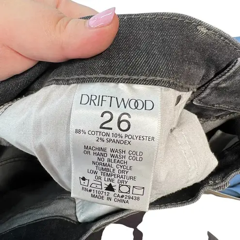 Driftwood  Jackie Embroidered Skinny Jeans‎ in Dark Grey Washed Black Size 26