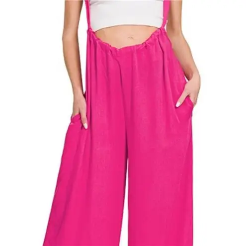 Zenana Outfitters Woven Tie Back Suspender Jumpsuit